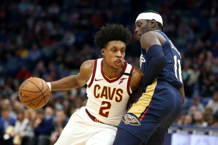 Cavaliers guard Collin Sexton drives to the basket vs. the Pelicans.